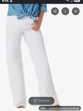 NYDJ White Wide-Leg High-Rise Jeans